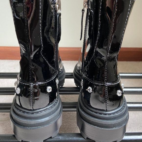 SCHUTZ Women Abeli Leather Combat Boots - NEW - Picture 4 of 7